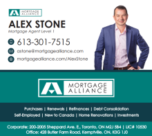 Alex Stone/Mortgage Agent/Mortgage Alliance Logo